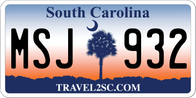 SC license plate MSJ932