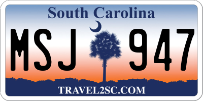 SC license plate MSJ947