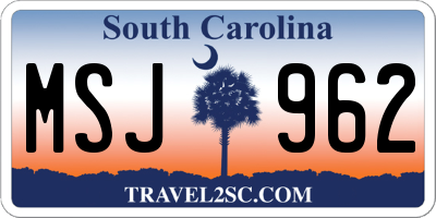 SC license plate MSJ962