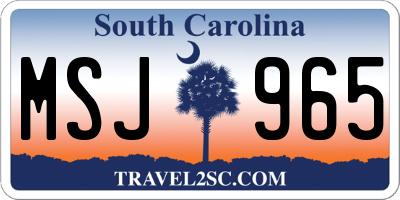 SC license plate MSJ965