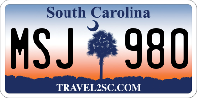 SC license plate MSJ980