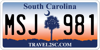 SC license plate MSJ981