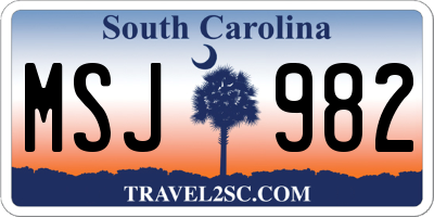 SC license plate MSJ982
