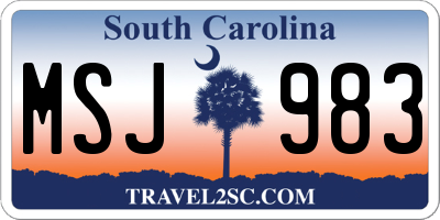 SC license plate MSJ983