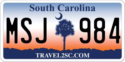 SC license plate MSJ984