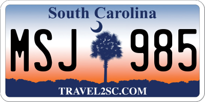 SC license plate MSJ985