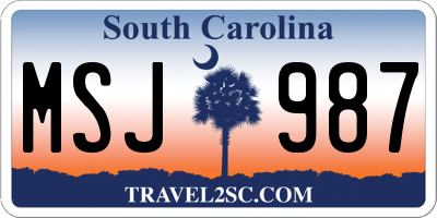 SC license plate MSJ987