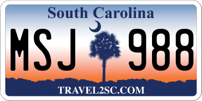 SC license plate MSJ988