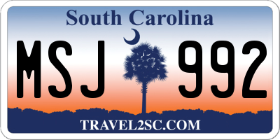 SC license plate MSJ992