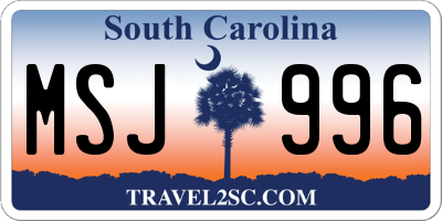SC license plate MSJ996