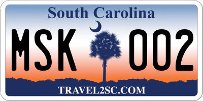 SC license plate MSK002
