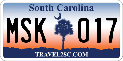 SC license plate MSK017