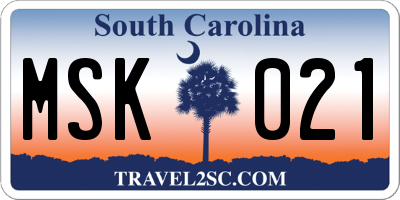 SC license plate MSK021