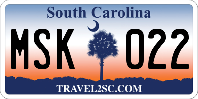 SC license plate MSK022