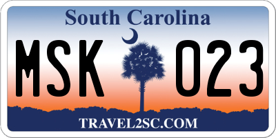 SC license plate MSK023