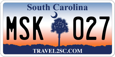 SC license plate MSK027