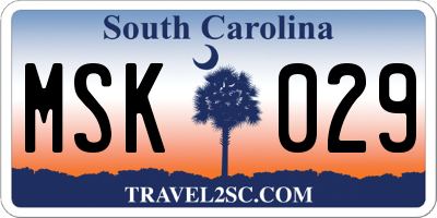 SC license plate MSK029