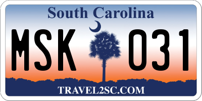 SC license plate MSK031