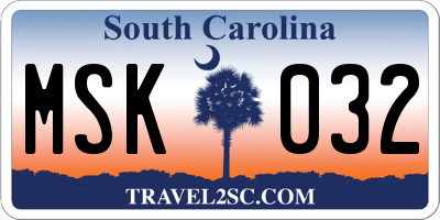 SC license plate MSK032