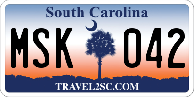 SC license plate MSK042