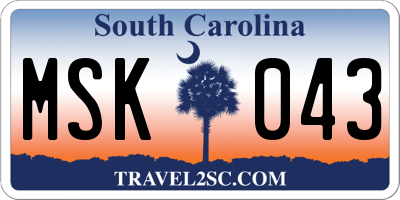 SC license plate MSK043