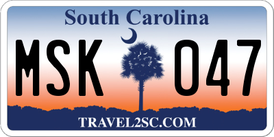 SC license plate MSK047