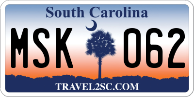 SC license plate MSK062