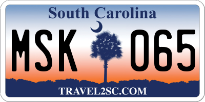SC license plate MSK065