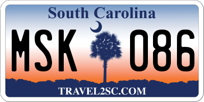 SC license plate MSK086