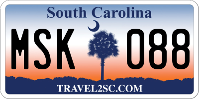 SC license plate MSK088
