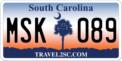 SC license plate MSK089