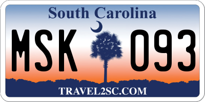 SC license plate MSK093