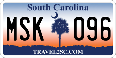 SC license plate MSK096