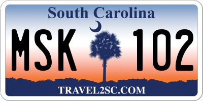 SC license plate MSK102