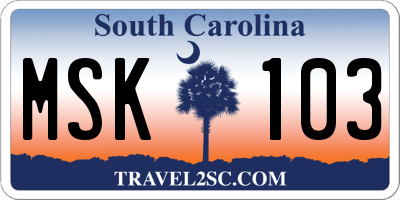 SC license plate MSK103