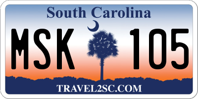 SC license plate MSK105