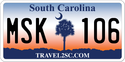 SC license plate MSK106