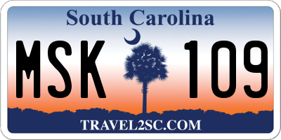 SC license plate MSK109
