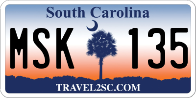 SC license plate MSK135
