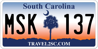 SC license plate MSK137