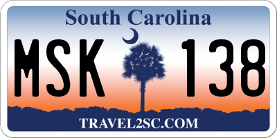SC license plate MSK138