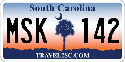 SC license plate MSK142
