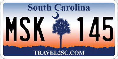 SC license plate MSK145