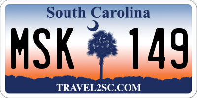 SC license plate MSK149