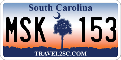 SC license plate MSK153