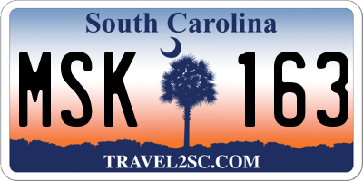 SC license plate MSK163