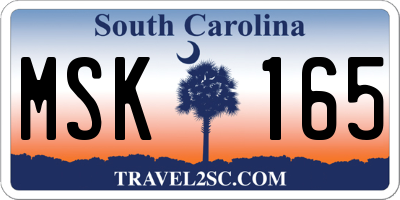 SC license plate MSK165