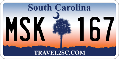 SC license plate MSK167