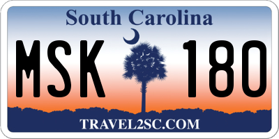 SC license plate MSK180