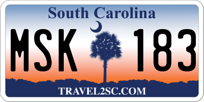 SC license plate MSK183